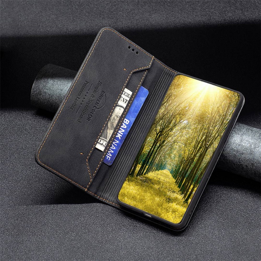 BINFEN COLOR BF Leather Series-5 for Samsung Galaxy A54 5G Style-08 RFID Blocking Magnetic Auto Closing Full Coverage PU Leather Case Phone Cover with Wallet Stand - Black-5