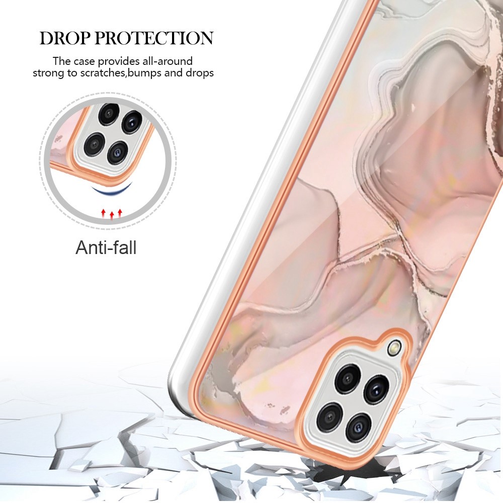 For Samsung Galaxy A22 4G (EU Version) / M32 (Global Version) 4G YB IMD Series-16 Marble Pattern Phone Cover Style E IMD 2.0mm TPU Anti-fingerprints Electroplating Back Case - Pink-5