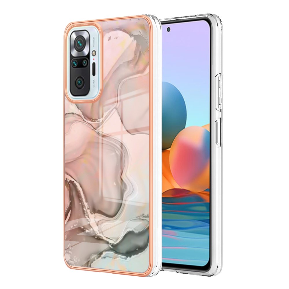 For Xiaomi Redmi Note 10 Pro 4G (Global) / Note 10 Pro 4G (India) / Note 10 Pro Max 4G YB IMD Series-16 Electroplated Marble Pattern Case Style E IMD 2.0mm TPU Shockproof Phone Cover - Pink-2