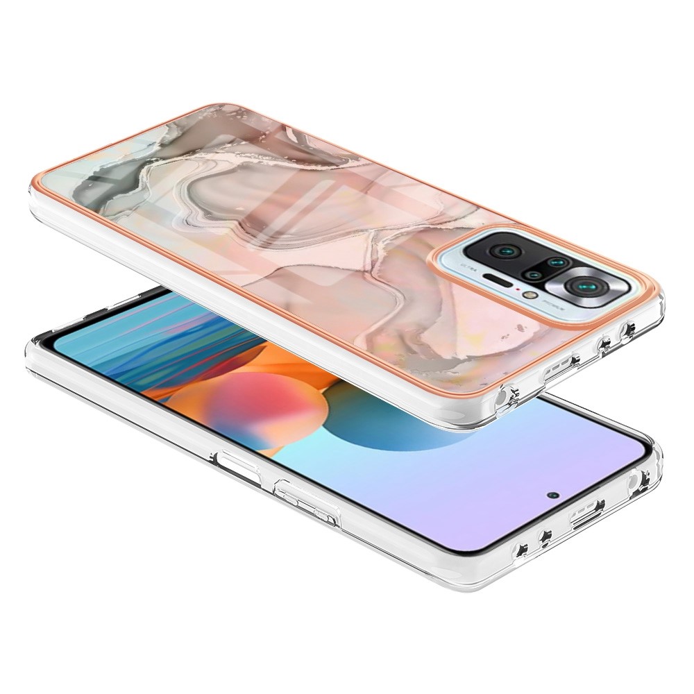 For Xiaomi Redmi Note 10 Pro 4G (Global) / Note 10 Pro 4G (India) / Note 10 Pro Max 4G YB IMD Series-16 Electroplated Marble Pattern Case Style E IMD 2.0mm TPU Shockproof Phone Cover - Pink-3