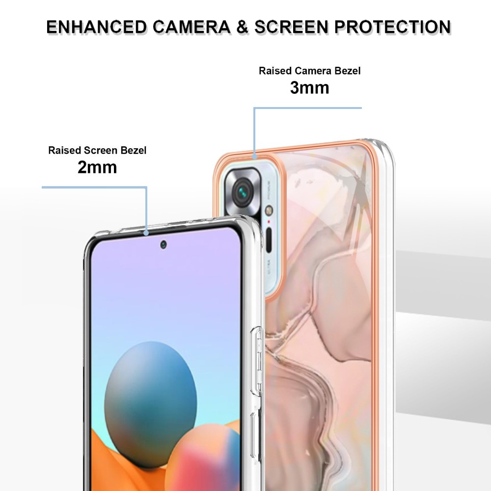 For Xiaomi Redmi Note 10 Pro 4G (Global) / Note 10 Pro 4G (India) / Note 10 Pro Max 4G YB IMD Series-16 Electroplated Marble Pattern Case Style E IMD 2.0mm TPU Shockproof Phone Cover - Pink-4