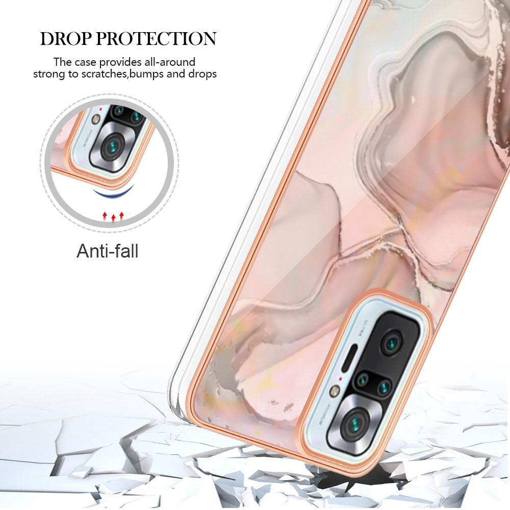 For Xiaomi Redmi Note 10 Pro 4G (Global) / Note 10 Pro 4G (India) / Note 10 Pro Max 4G YB IMD Series-16 Electroplated Marble Pattern Case Style E IMD 2.0mm TPU Shockproof Phone Cover - Pink-5