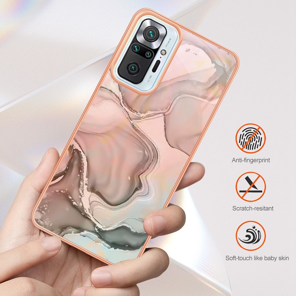 For Xiaomi Redmi Note 10 Pro 4G (Global) / Note 10 Pro 4G (India) / Note 10 Pro Max 4G YB IMD Series-16 Electroplated Marble Pattern Case Style E IMD 2.0mm TPU Shockproof Phone Cover - Pink-7
