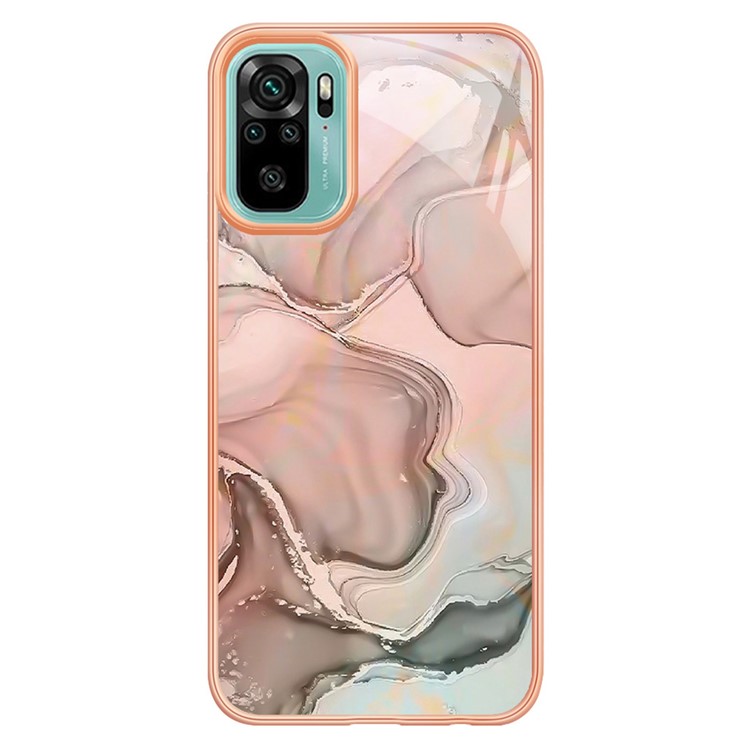 For Xiaomi Redmi Note 10S 4G / Redmi Note 10 4G / Poco M5s 4G YB IMD Series-16 Marble Pattern Phone Case Style E IMD 2.0mm TPU Electroplated Cover - Pink-1