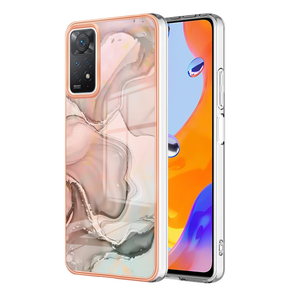 For Xiaomi Redmi Note 11 Pro 4G (MediaTek) / Note 11 Pro 5G (Qualcomm) YB IMD Series-16 Style E Marble Pattern Case 2.0mm TPU Electroplated IMD Shockproof Phone Cover - Pink-2