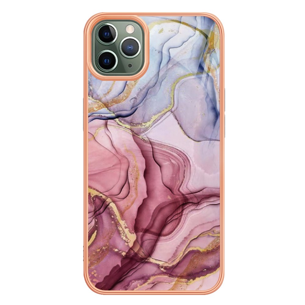 YB IMD Series-16 for iPhone 11 Pro Max 6.5 inch Style E Marble Pattern Design Cover Electroplating Frame 2.0mm TPU IMD Flexible Phone Case - Rose Gold