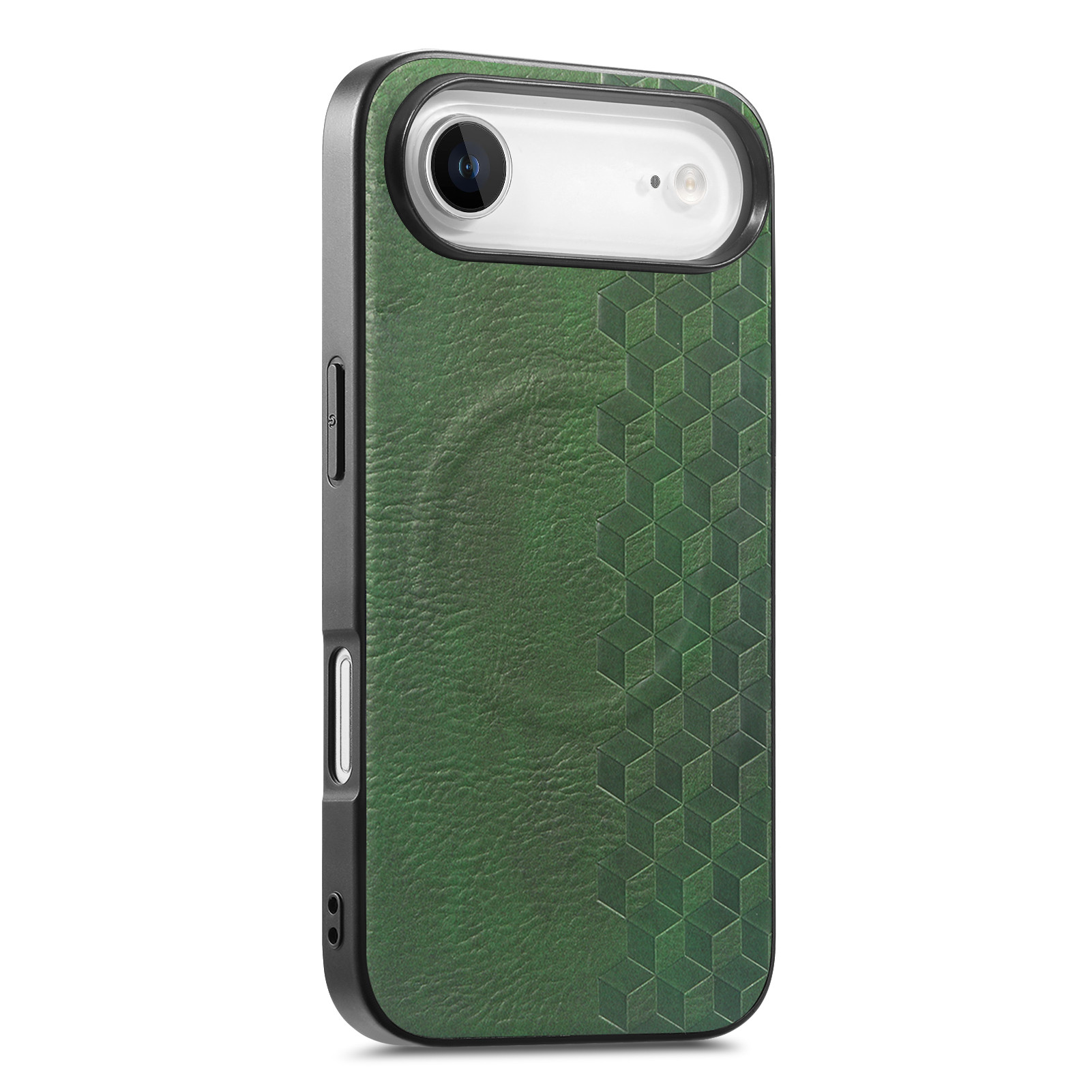 For iPhone Air Magnetic Phone Case with Grid Pattern Protective PU Leather + PC Cover - Green