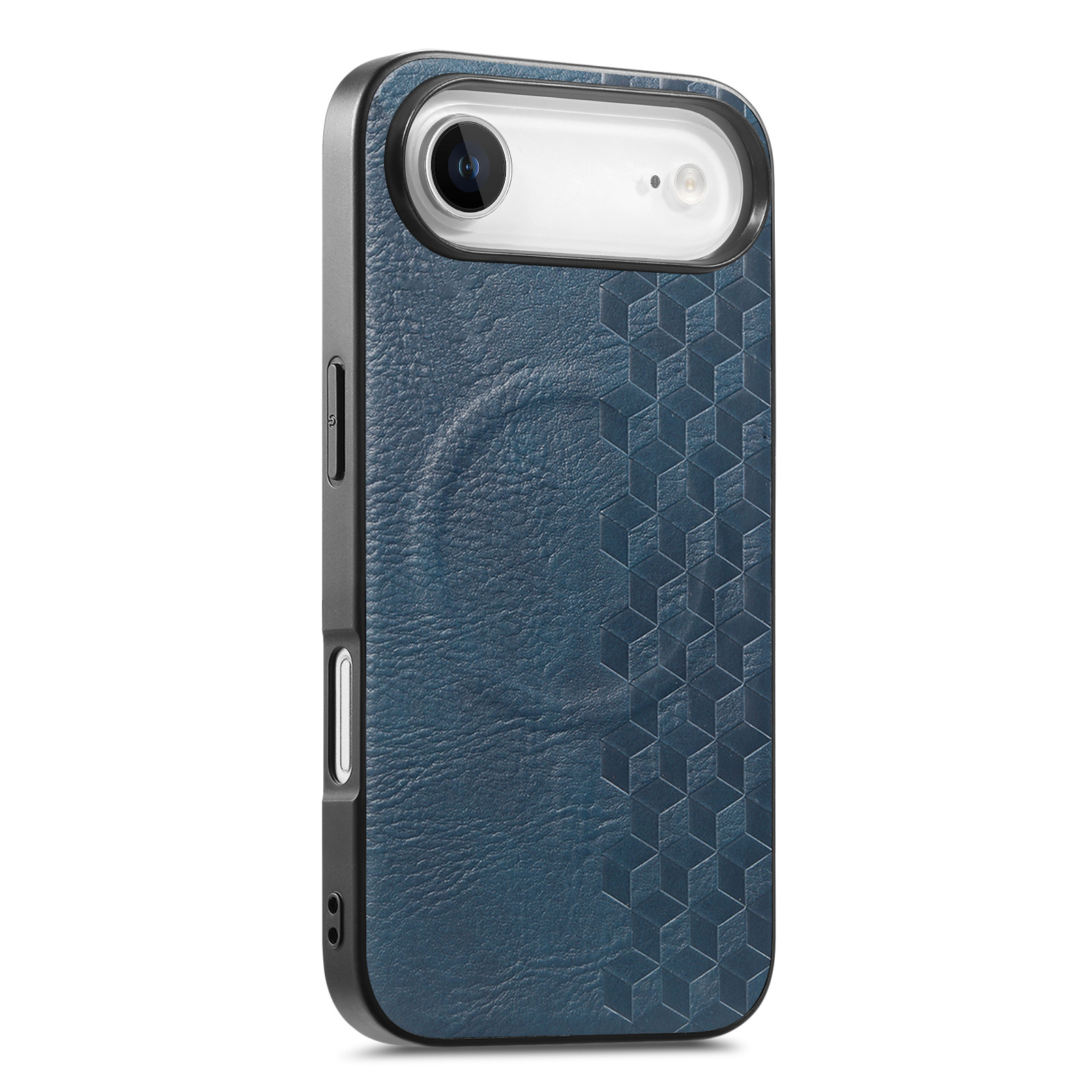 For iPhone Air Magnetic Phone Case with Grid Pattern Protective PU Leather + PC Cover - Blue