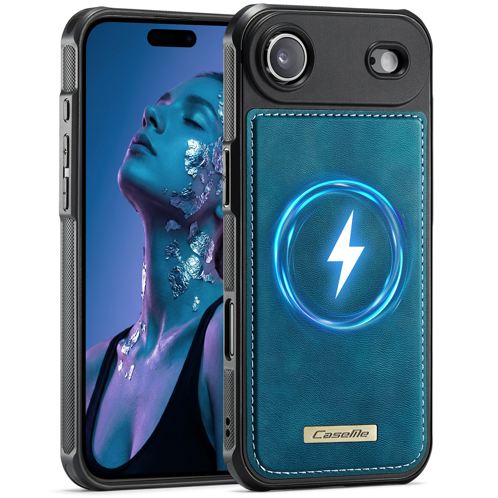 CaseMe For iPhone Air C69 Series Magnetic Case Leather Coated TPU Phone Cover - Green