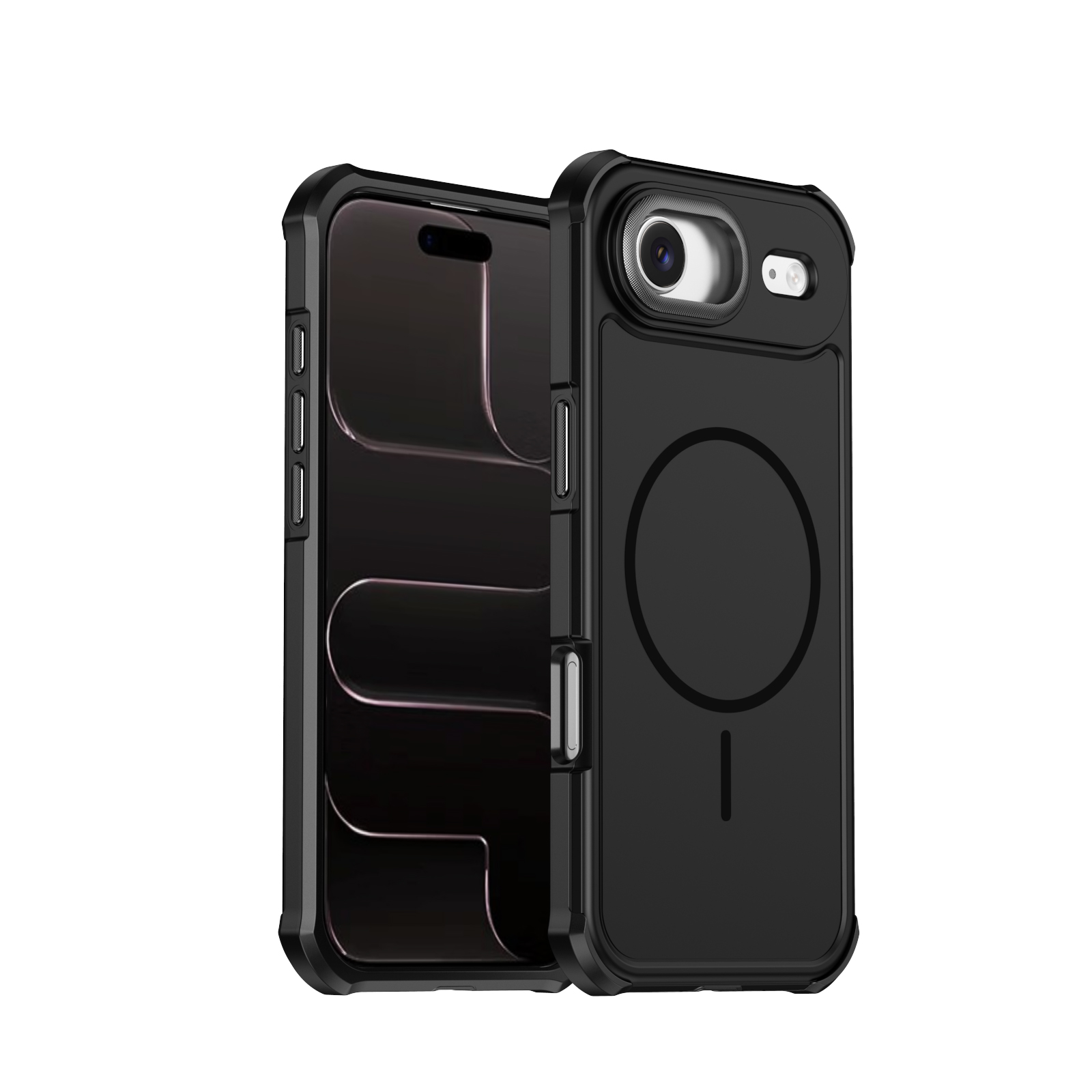 For iPhone Air Magnetic Case Shockproof TPU PC Protective Cover - Black