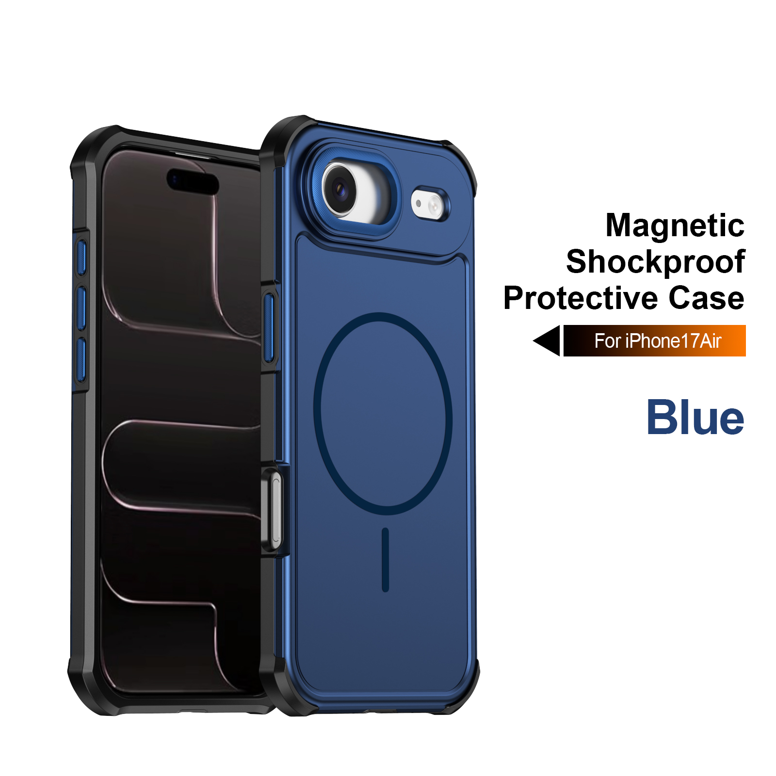 For iPhone Air Magnetic Case Shockproof TPU PC Protective Cover - Blue