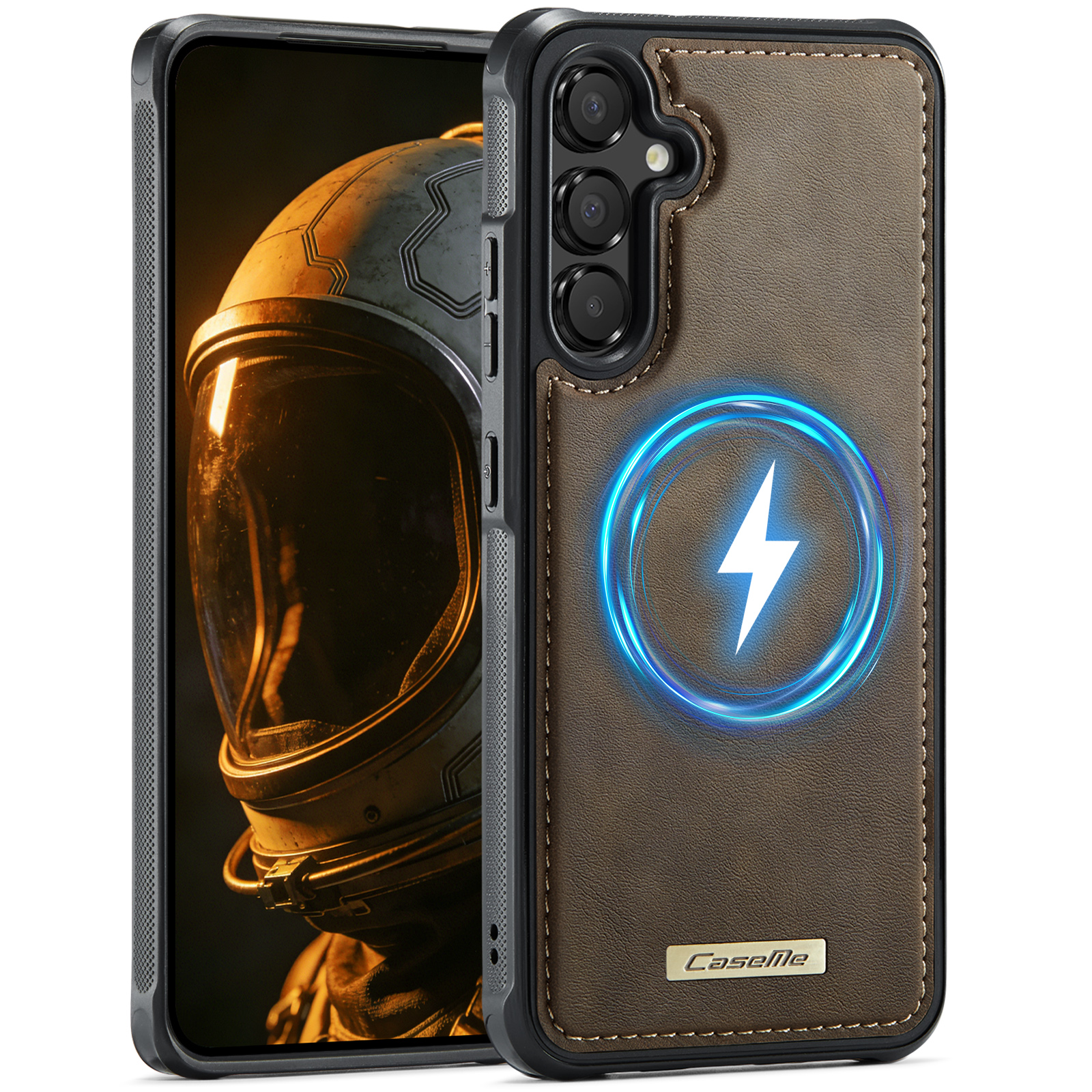 CaseMe For Samsung Galaxy A54 5G C69 Series Magnetic Case Leather Coated TPU Phone Cover - Coffee