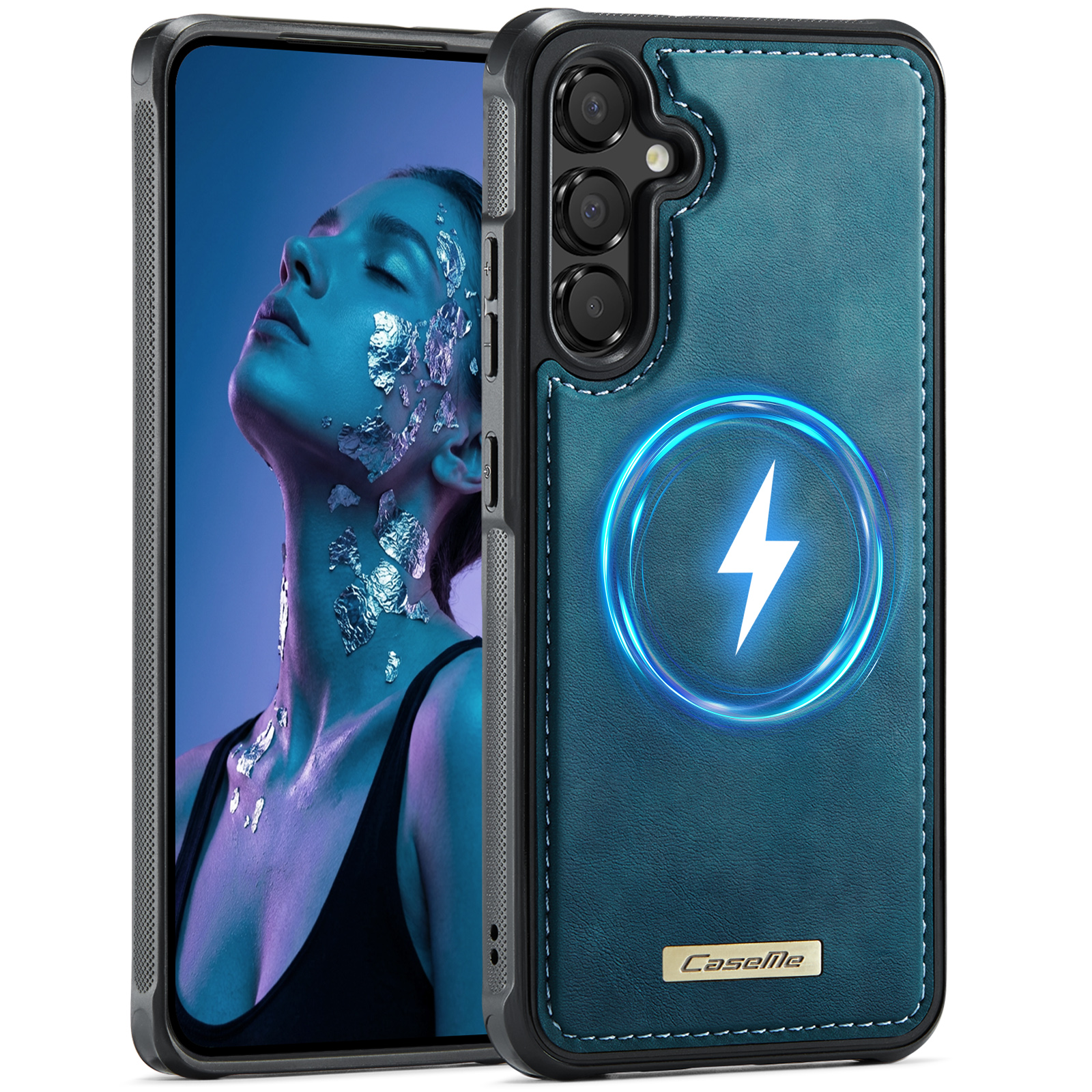 CaseMe For Samsung Galaxy A54 5G C69 Series Magnetic Case Leather Coated TPU Phone Cover - Green