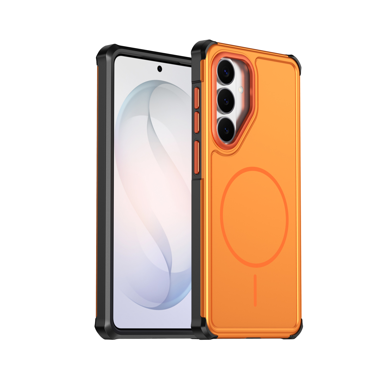 For Samsung Galaxy S23 FE Magnetic Case Shockproof TPU PC Protective Cover - Orange