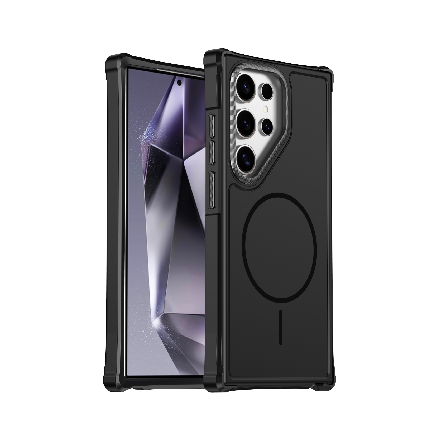 For Samsung Galaxy S22 Ultra 5G / Galaxy S23 Ultra Magnetic Case Shockproof TPU PC Protective Cover - Black