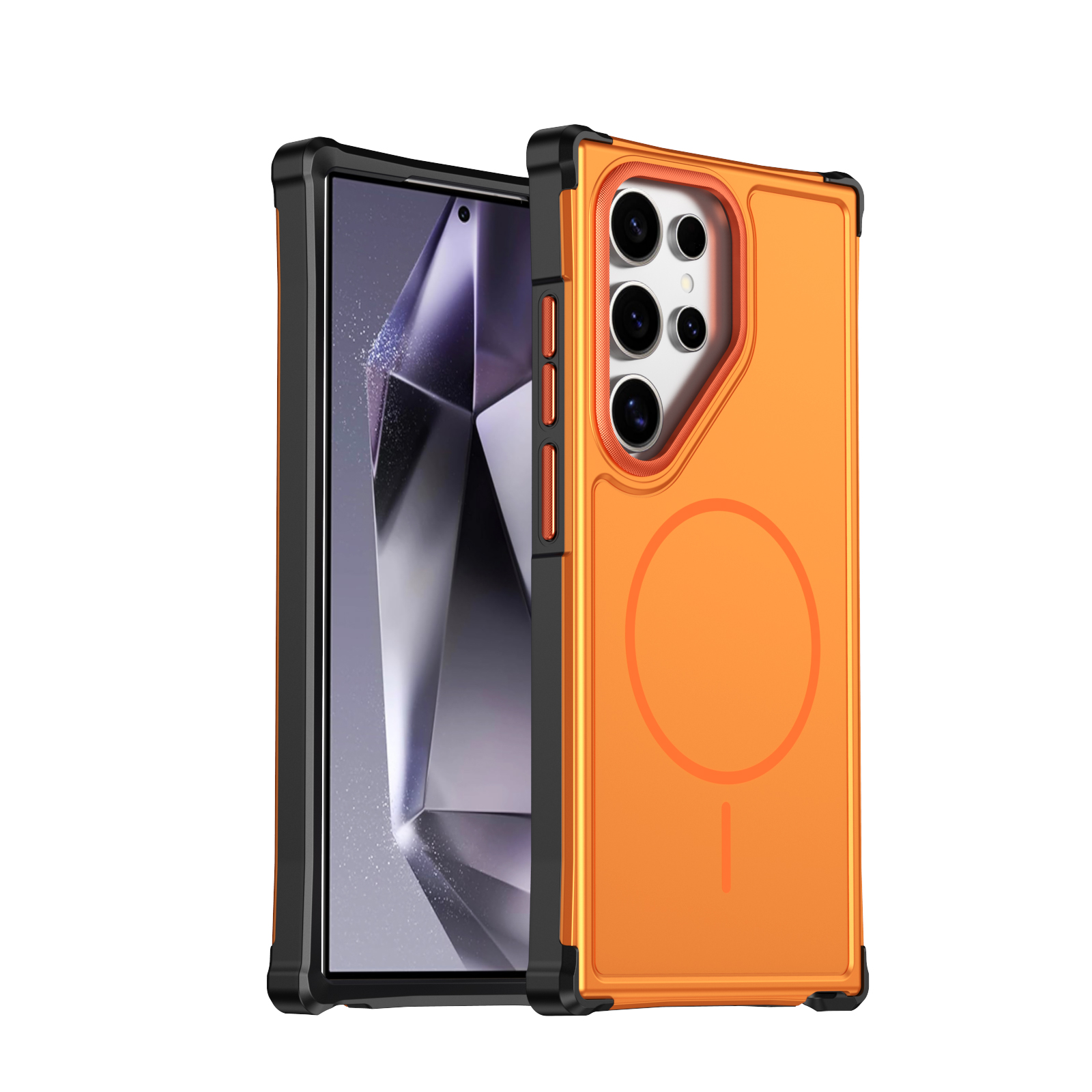For Samsung Galaxy S22 Ultra 5G / Galaxy S23 Ultra Magnetic Case Shockproof TPU PC Protective Cover - Orange