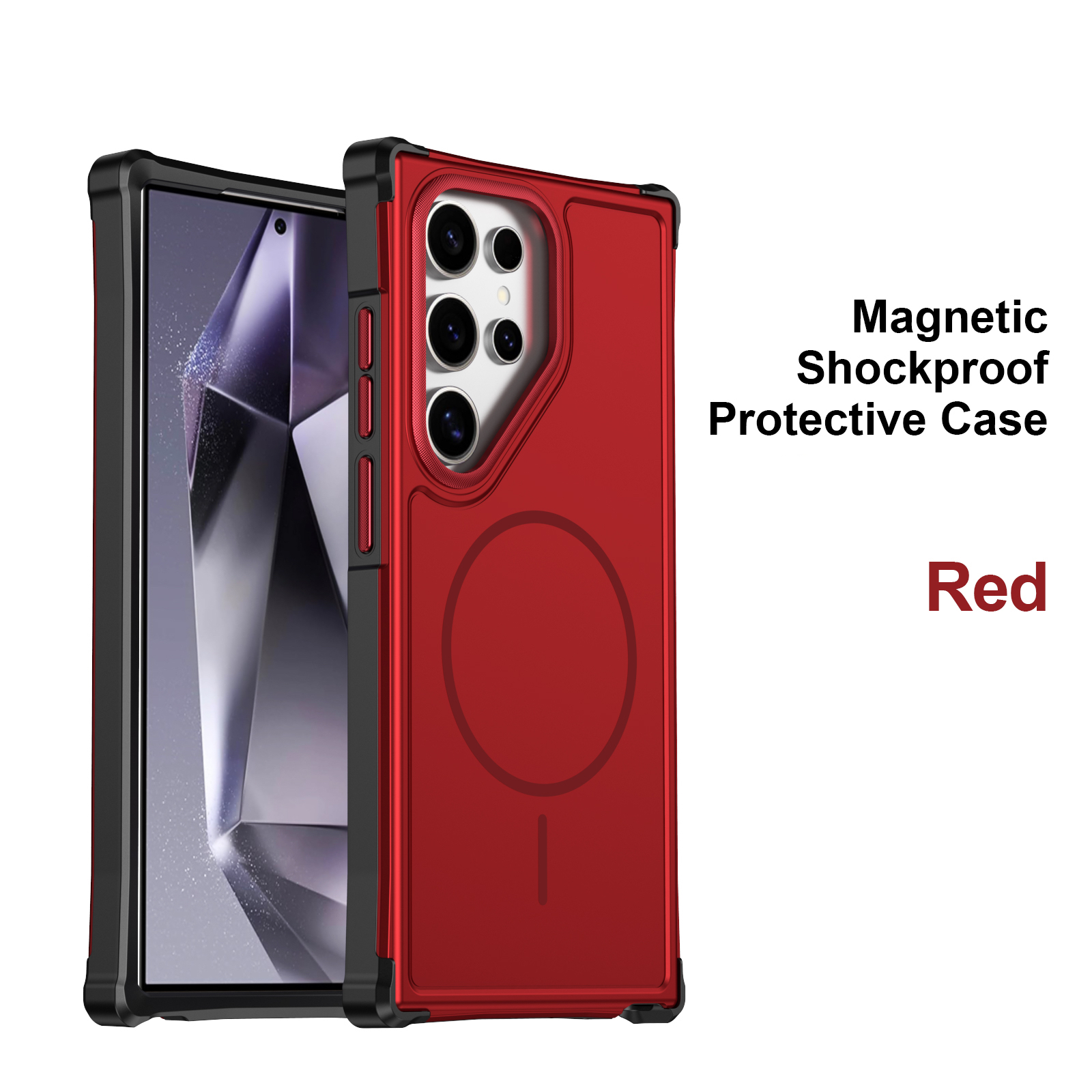 For Samsung Galaxy S22 Ultra 5G / Galaxy S23 Ultra Magnetic Case Shockproof TPU PC Protective Cover - Red