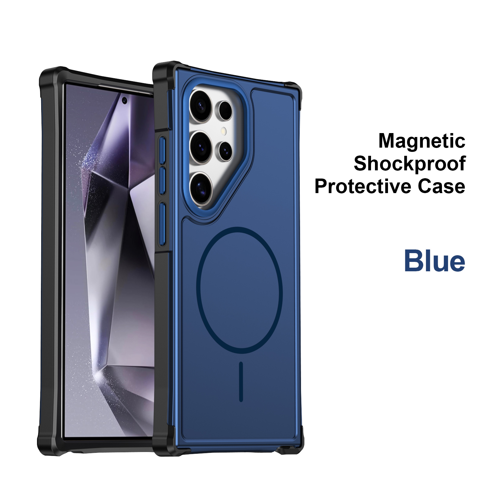 For Samsung Galaxy S22 Ultra 5G / Galaxy S23 Ultra Magnetic Case Shockproof TPU PC Protective Cover - Blue