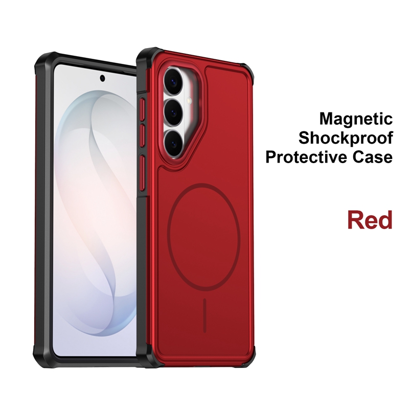For Samsung Galaxy S23 Magnetic Case Shockproof TPU PC Protective Cover - Red