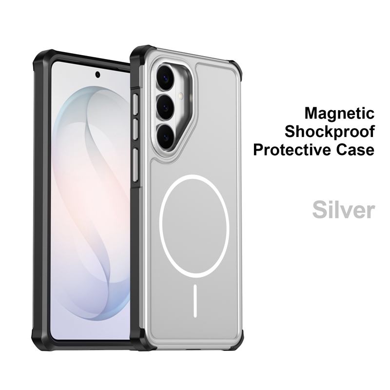 For Samsung Galaxy S23 Magnetic Case Shockproof TPU PC Protective Cover - Silver
