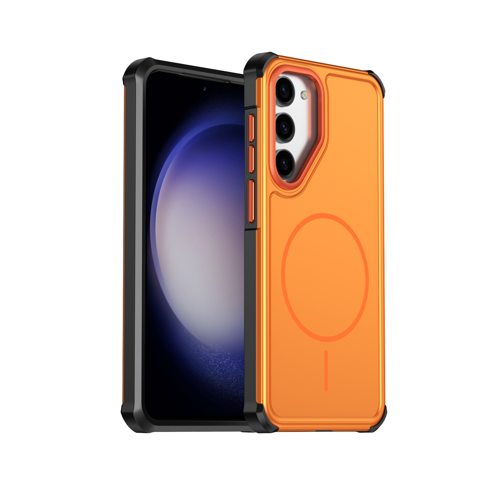For Samsung Galaxy S23+ Magnetic Case Shockproof TPU PC Protective Cover - Orange