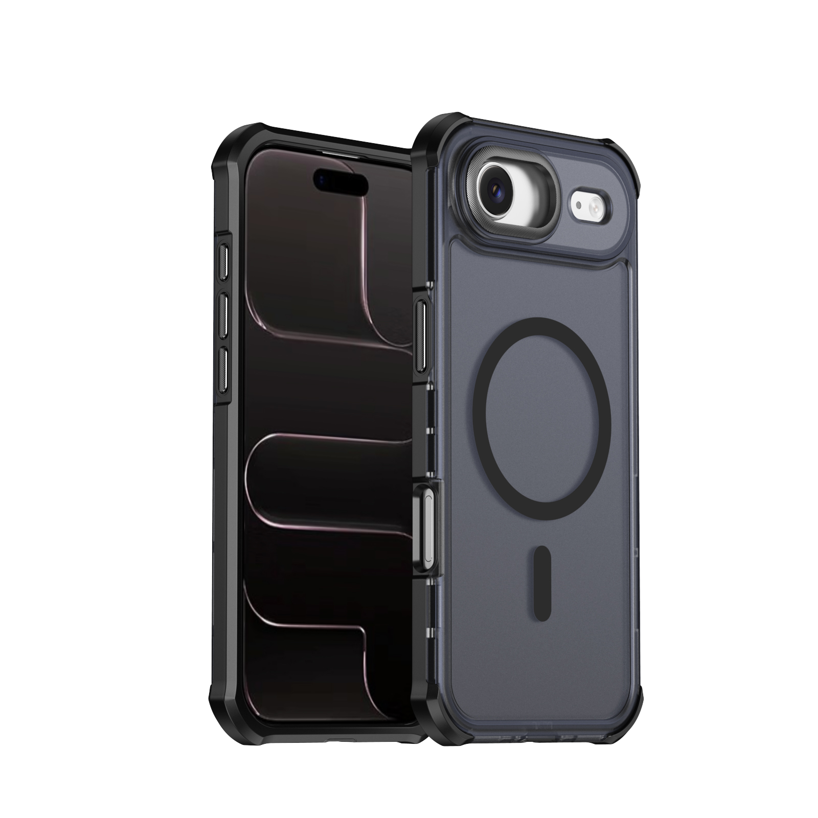 For iPhone Air Magnetic Case Electroplated Frame Skin-touch TPU+PC Phone Cover - Black