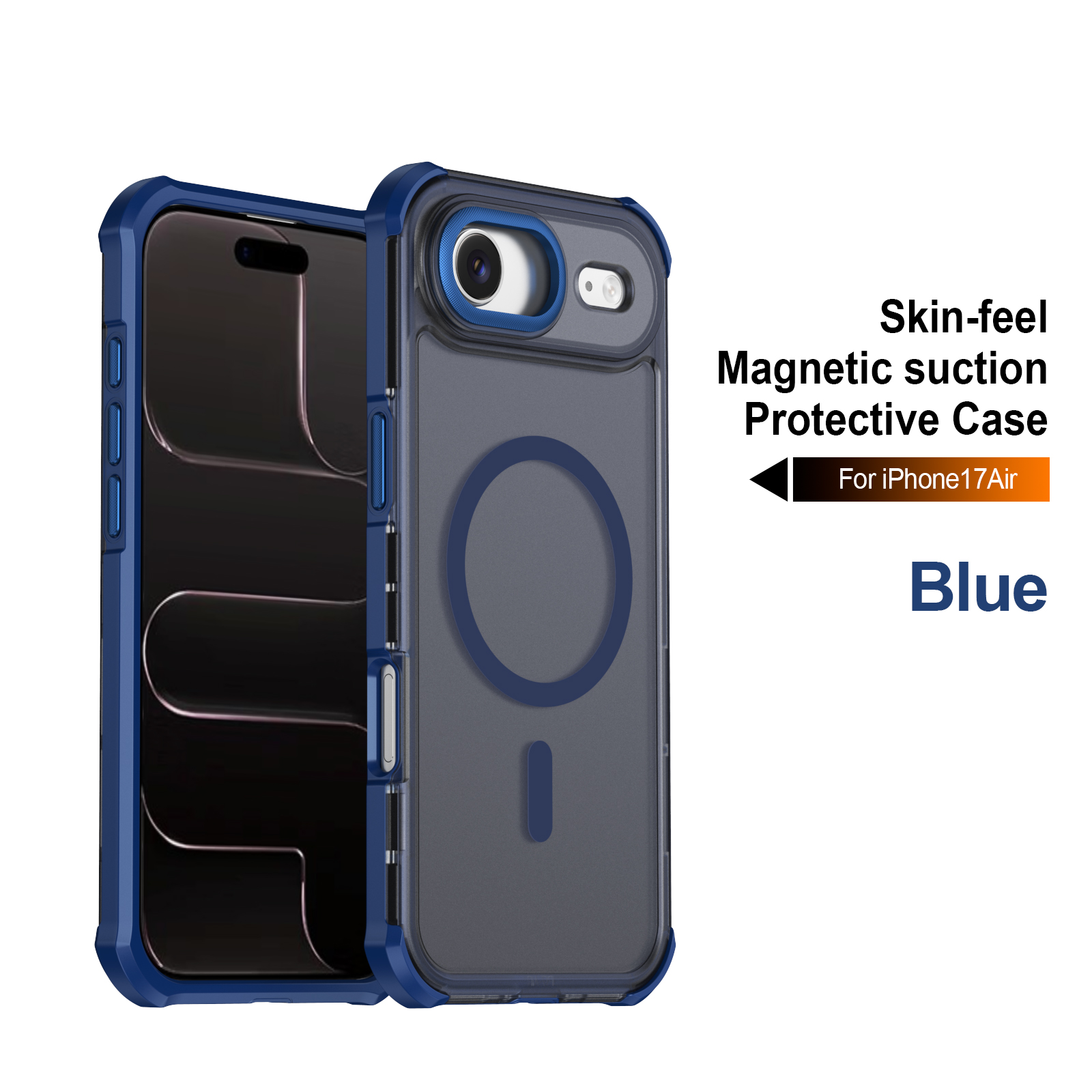 For iPhone Air Magnetic Case Electroplated Frame Skin-touch TPU+PC Phone Cover - Blue