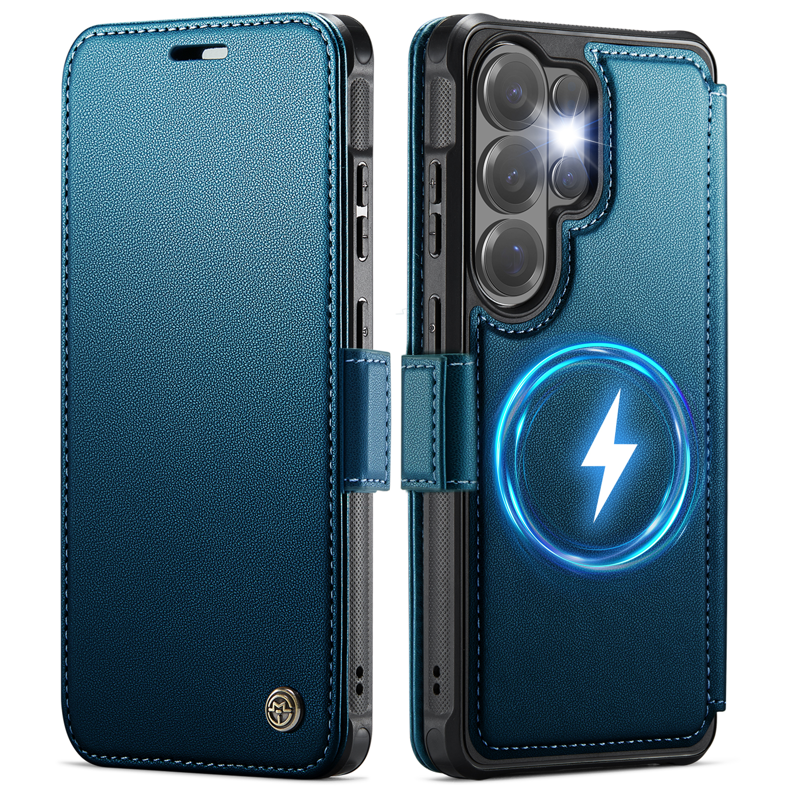 CASEME for Samsung Galaxy S22 Ultra 5G Case  053   Magnetic RFID Blocking Wallet Flip Leather Phone Cover - Blue