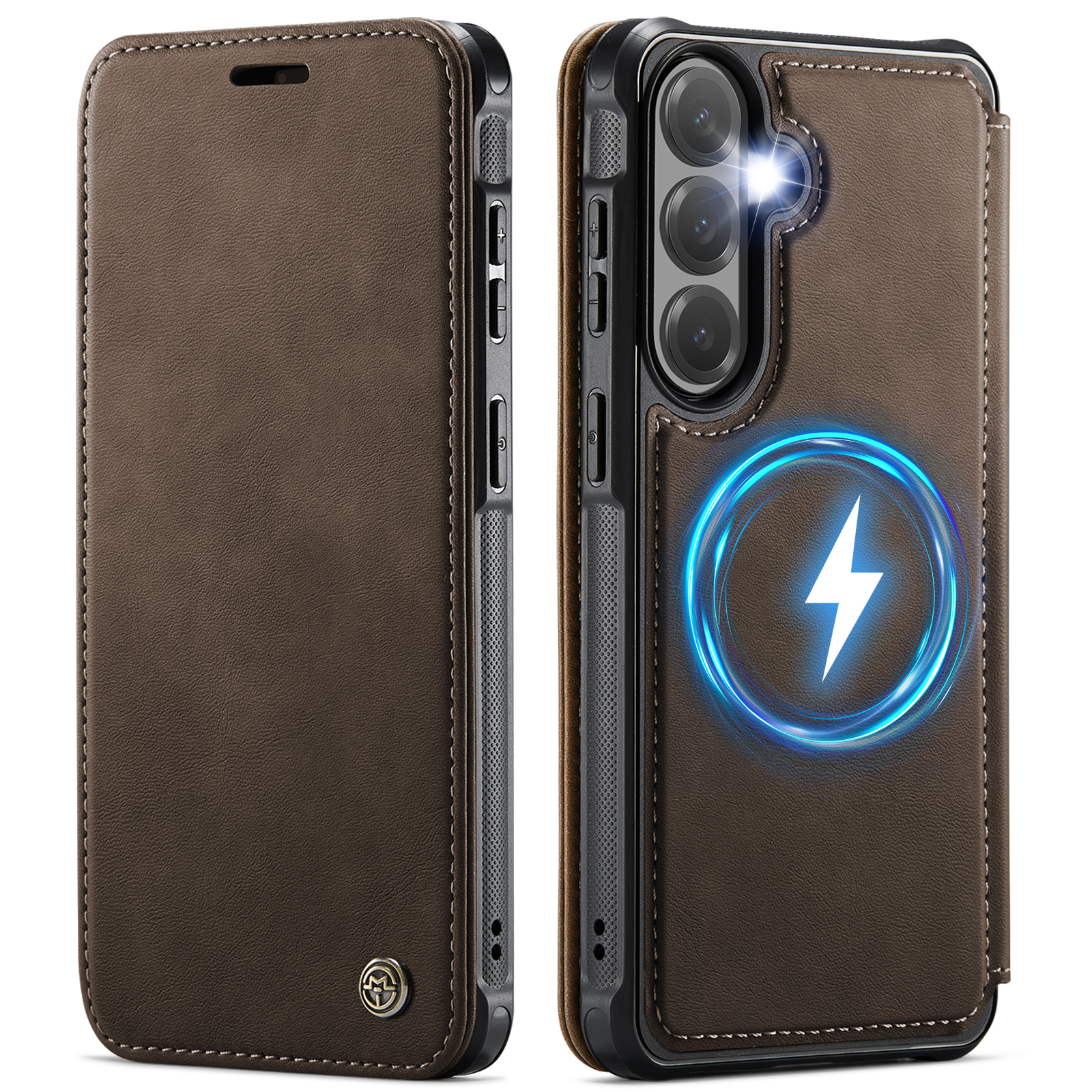 CASEME for Samsung Galaxy S23 Case 053 Magnetic RFID Blocking Wallet Flip Leather Phone Cover - Coffee