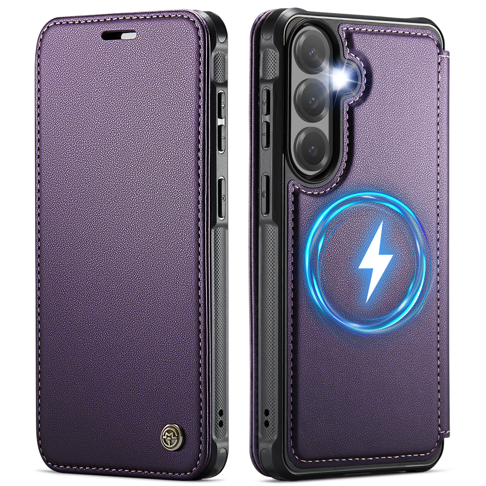CASEME for Samsung Galaxy S23 Case 053 Magnetic RFID Blocking Wallet Flip Leather Phone Cover - Purple