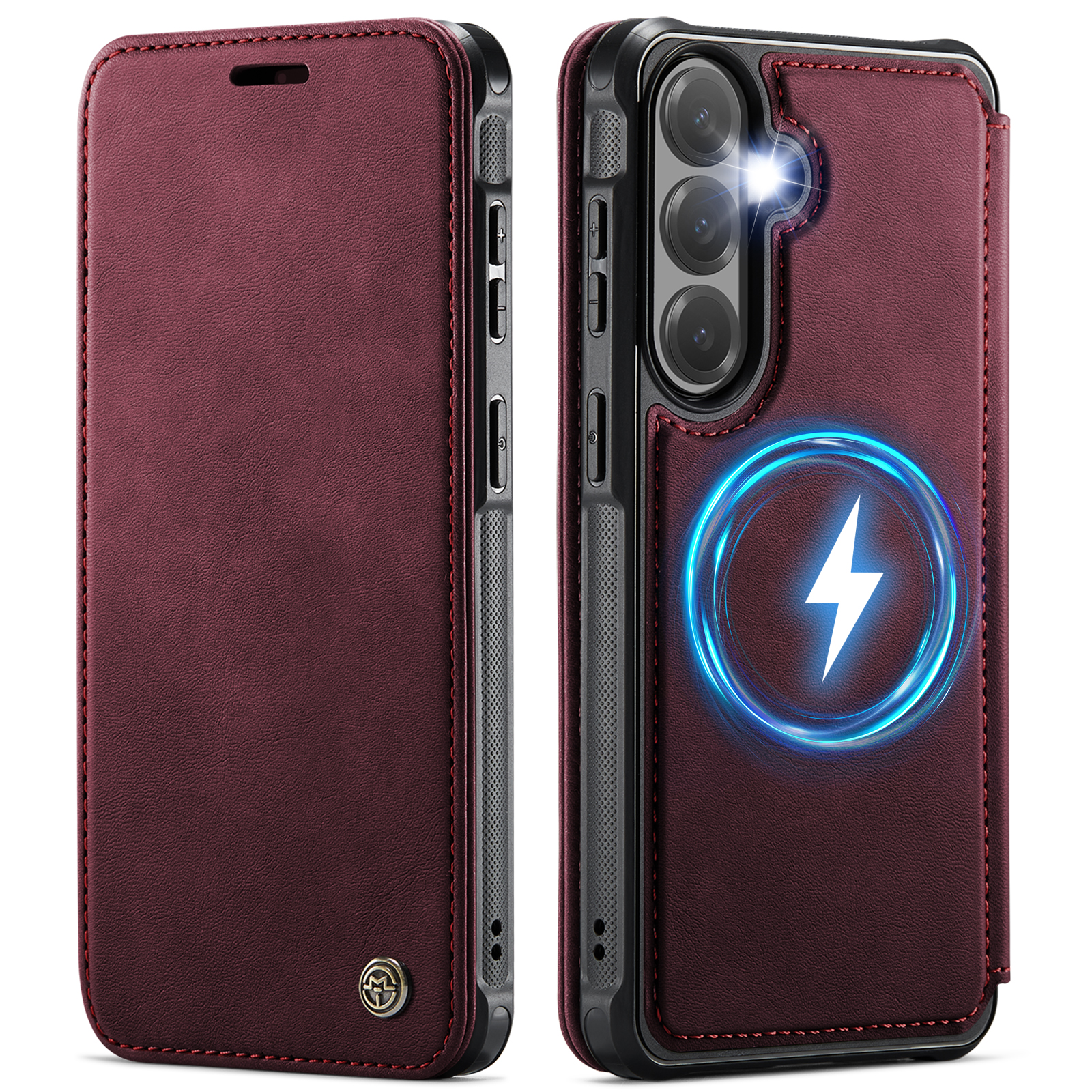 CASEME for Samsung Galaxy S23 Case 053 Magnetic RFID Blocking Wallet Flip Leather Phone Cover - Red