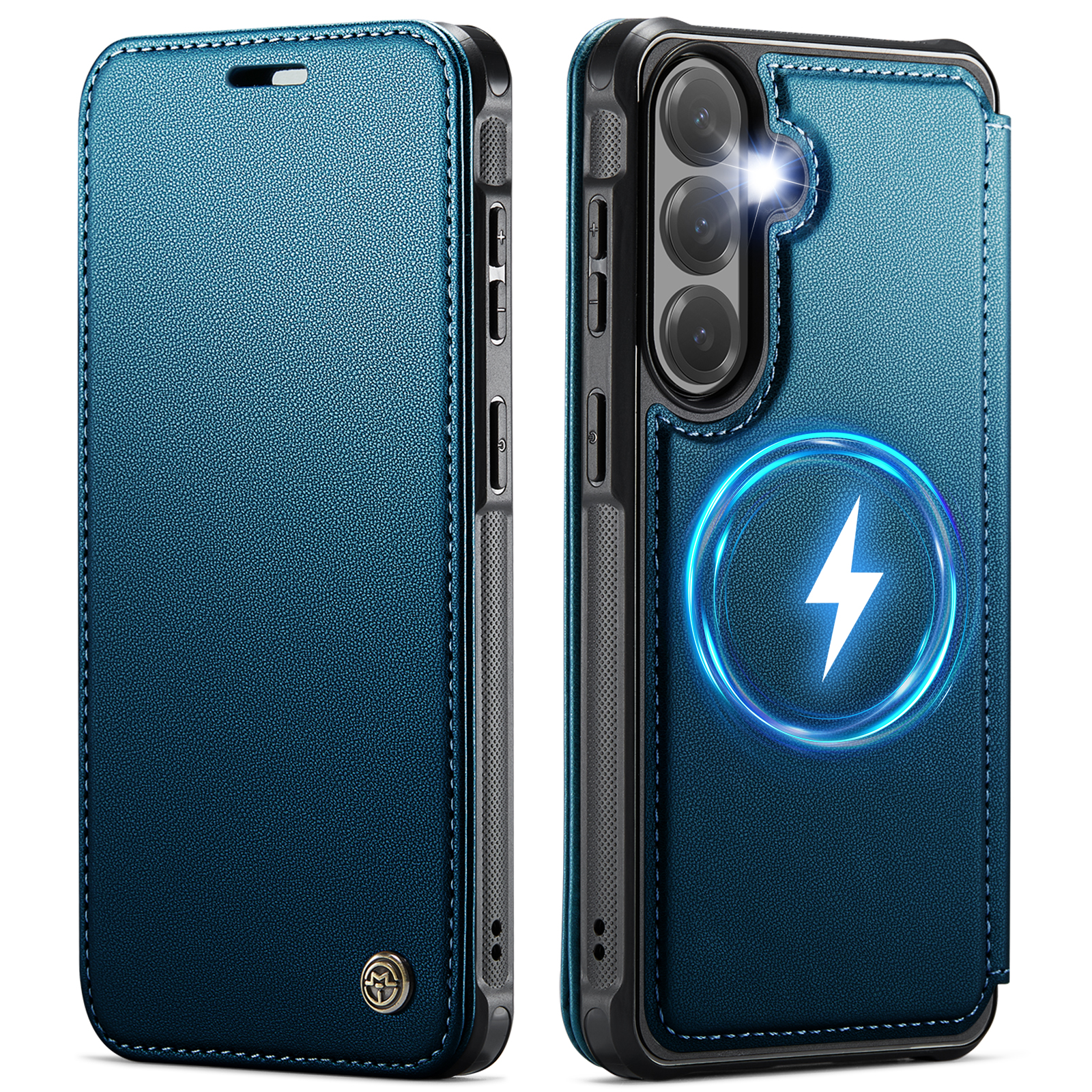 CASEME for Samsung Galaxy S23+ Case 053 Magnetic RFID Blocking Wallet Flip Leather Phone Cover - Blue
