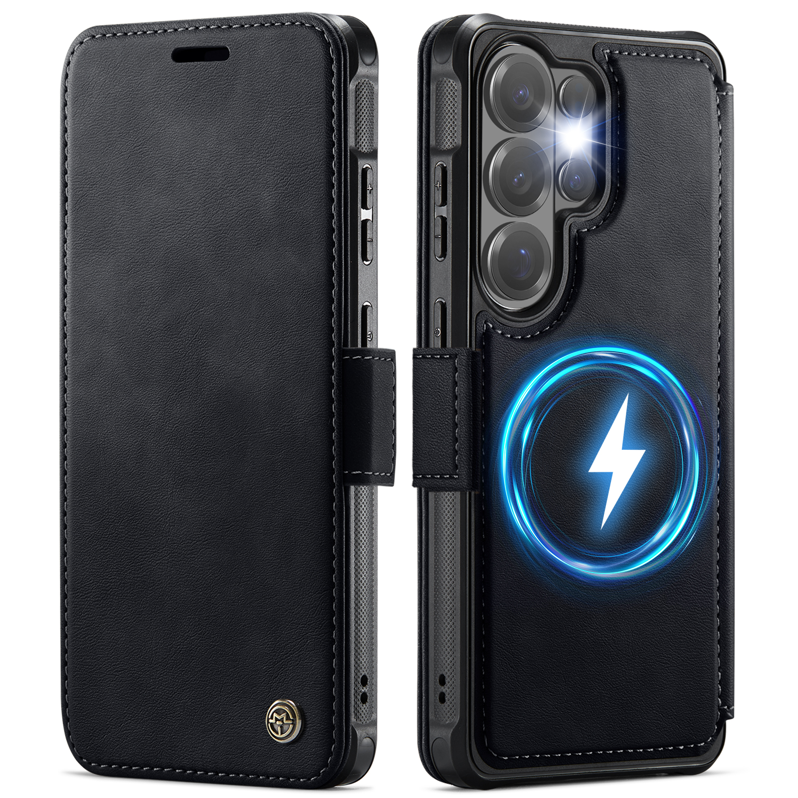 CASEME for Samsung Galaxy S23 Ultra Case  053   Magnetic RFID Blocking Wallet Flip Leather Phone Cover - Black