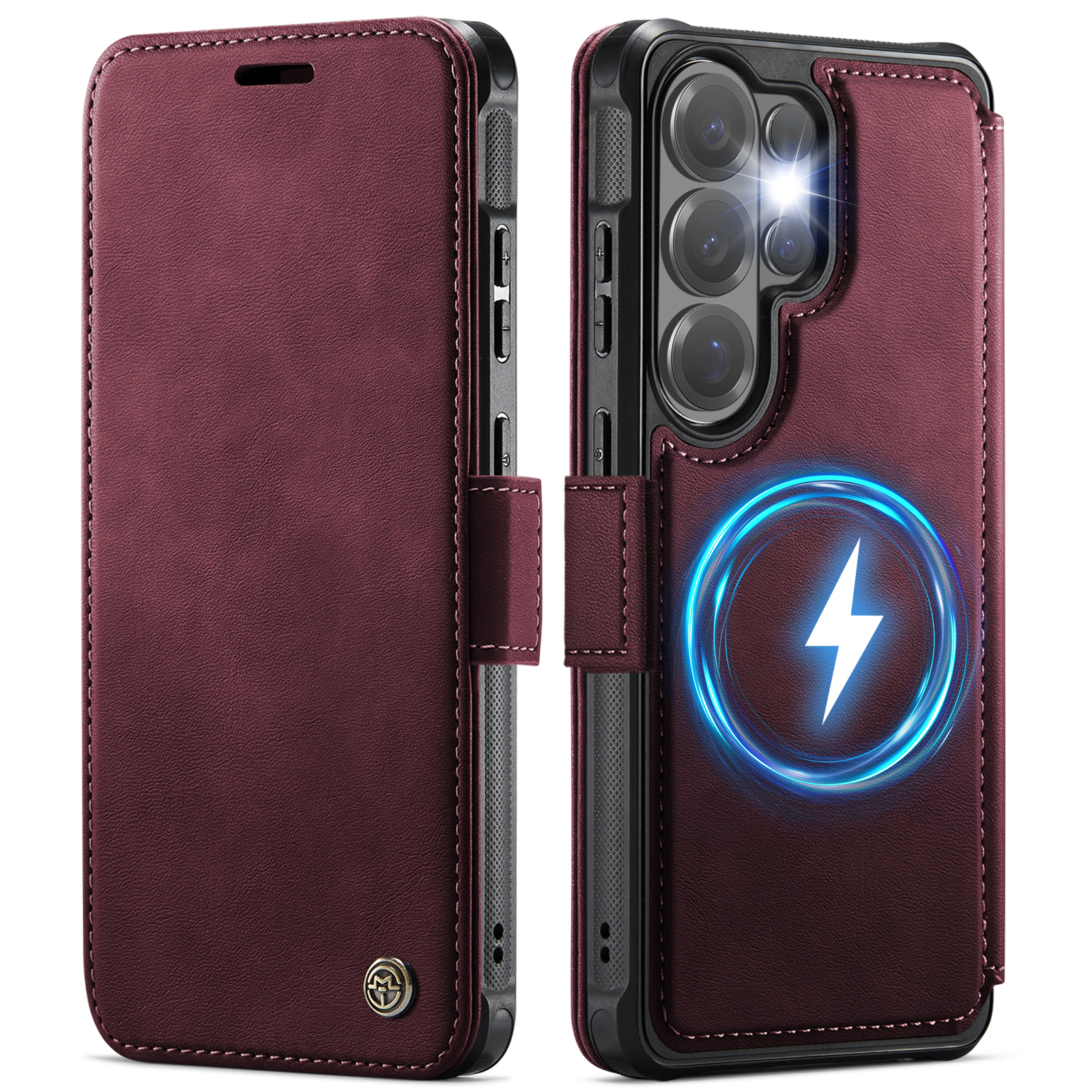 CASEME for Samsung Galaxy S23 Ultra Case 053 Magnetic RFID Blocking Wallet Flip Leather Phone Cover - Red
