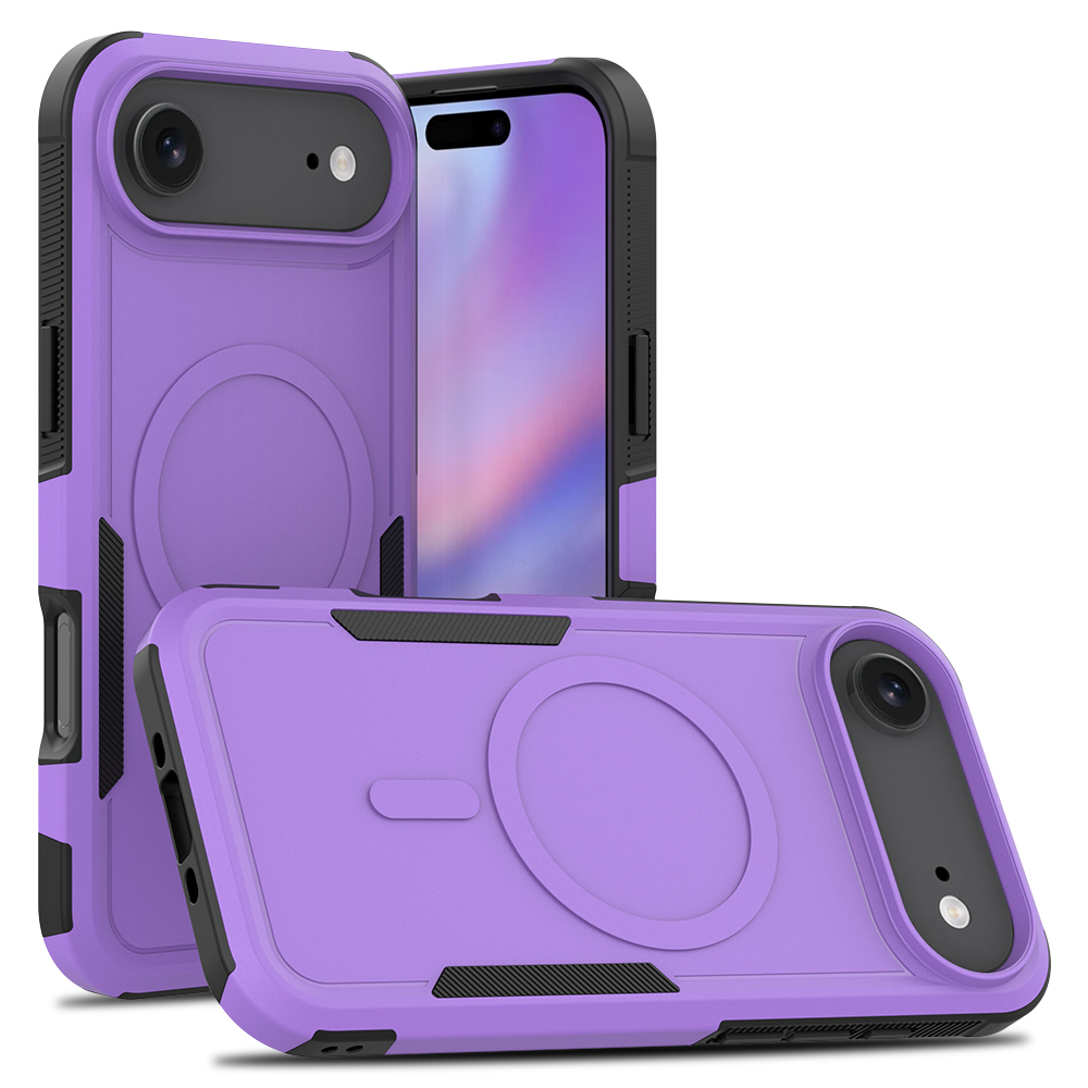 For iPhone Air Magnetic Case Dual Layer PC TPU Shockproof Phone Cover - Purple