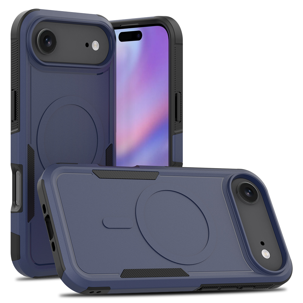 For iPhone Air Magnetic Case Dual Layer PC TPU Shockproof Phone Cover - Blue