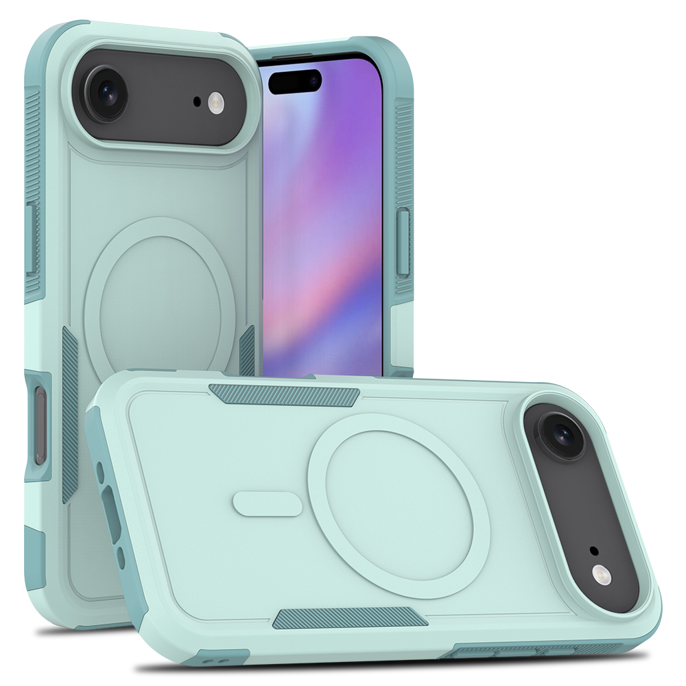 For iPhone Air Magnetic Case Dual Layer PC TPU Shockproof Phone Cover - Light Green