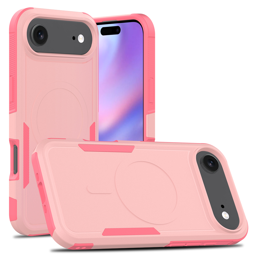 For iPhone Air Magnetic Case Dual Layer PC TPU Shockproof Phone Cover - Pink