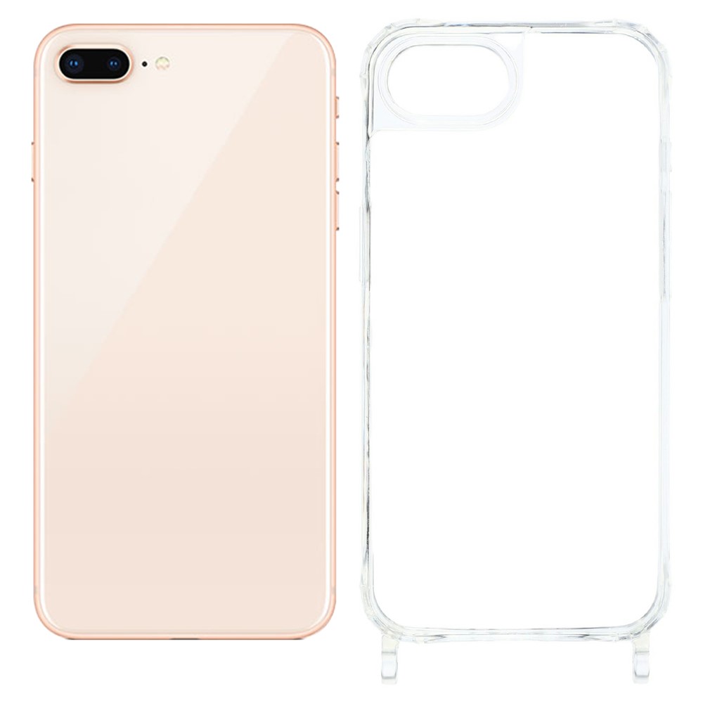 For iPhone 8 Plus 5.5 inch / 7 Plus 5.5 inch Case PC+TPU 1.5mm Clear Phone Cover with Lanyard Holes - Transparent