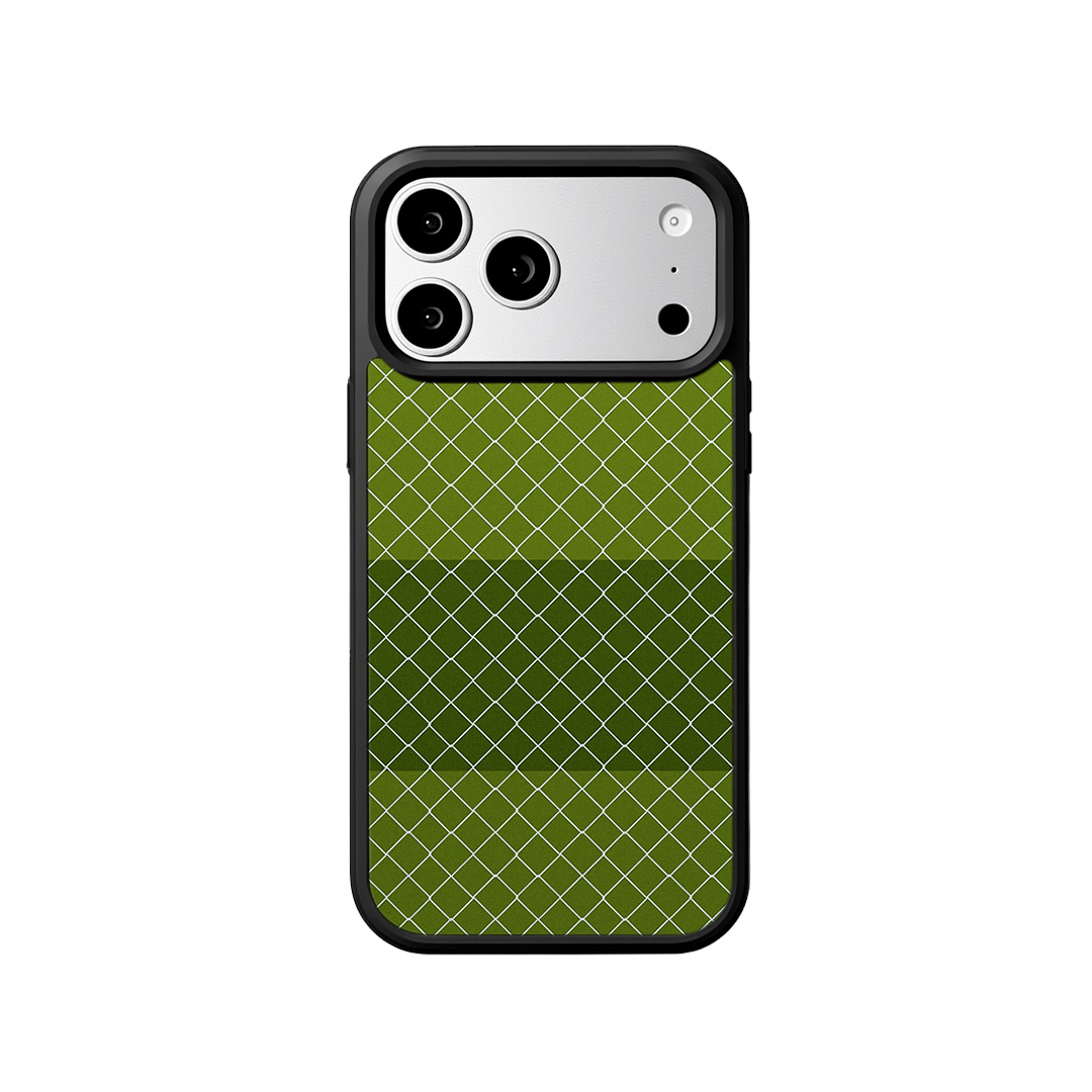 EYCASE for iPhone 17 Pro / iPhone 18 Pro Striped Series Case Compatible with MagSafe TPU + Acrylic Phone Cover - Green Mesh Pattern