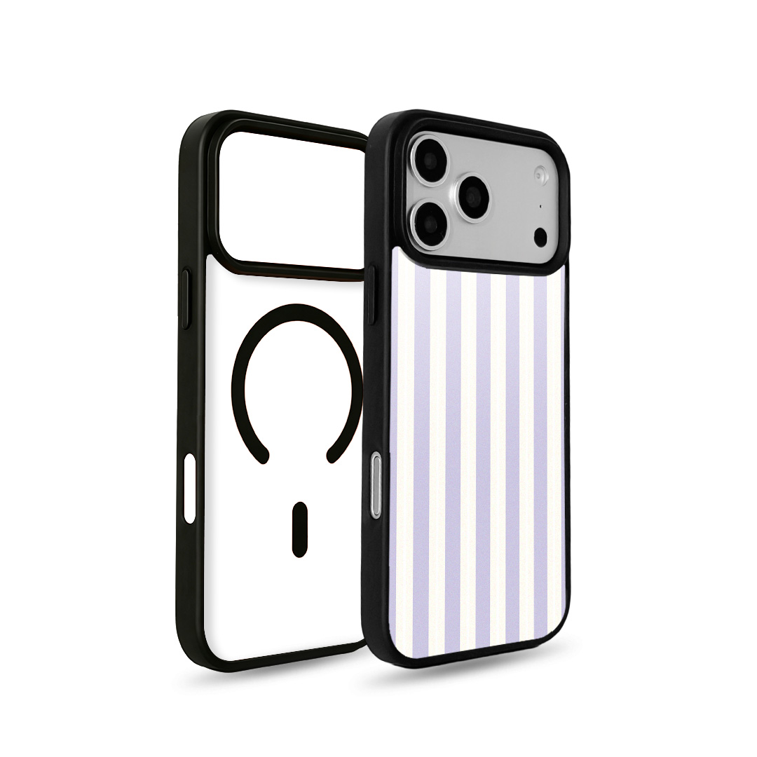 EYCASE for iPhone 17 Pro / iPhone 18 Pro Striped Series Case Compatible with MagSafe TPU + Acrylic Phone Cover - Light Purple Stripes