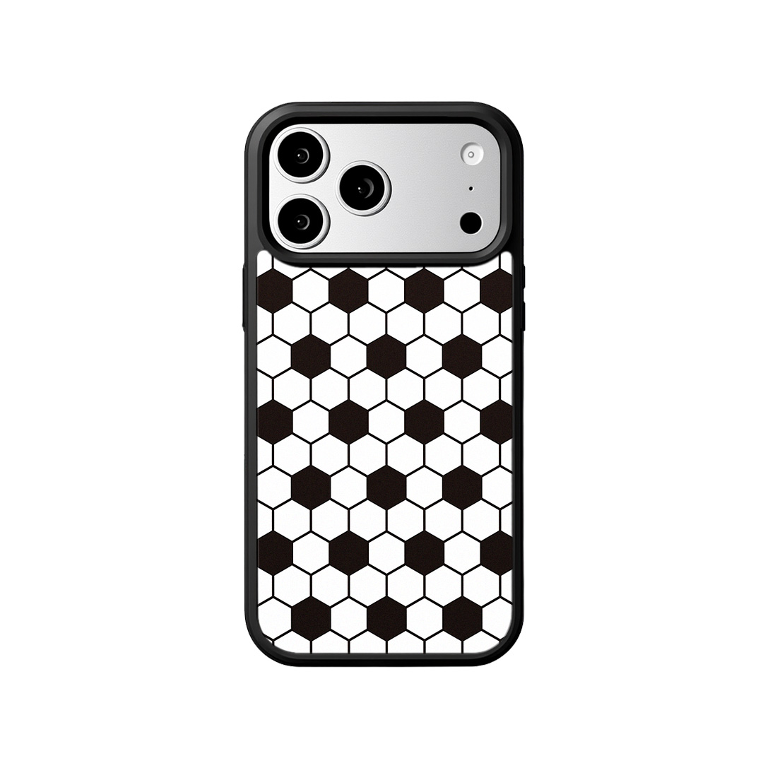 EYCASE for iPhone 17 Pro / iPhone 18 Pro Striped Series Case Compatible with MagSafe TPU + Acrylic Phone Cover - Soccer Ball Pattern