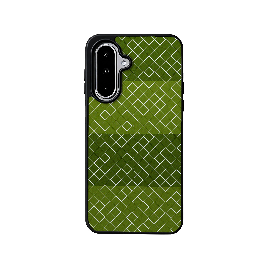 EYCASE for Samsung Galaxy A15 4G / Galaxy A15 5G Striped Series Magnetic Case TPU + Acrylic Phone Cover - Green Mesh Pattern