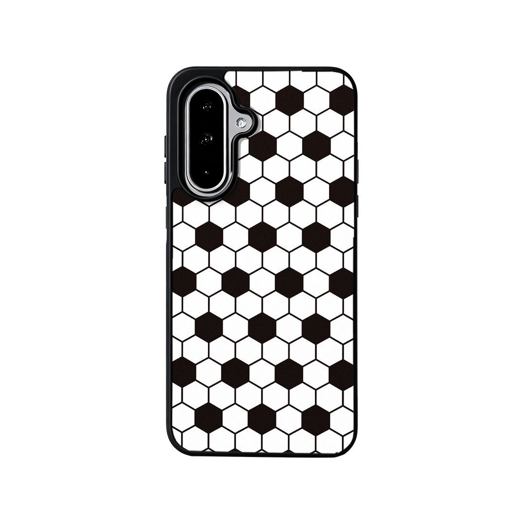 EYCASE for Samsung Galaxy A15 4G / Galaxy A15 5G Striped Series Magnetic Case TPU + Acrylic Phone Cover - Soccer Ball Pattern
