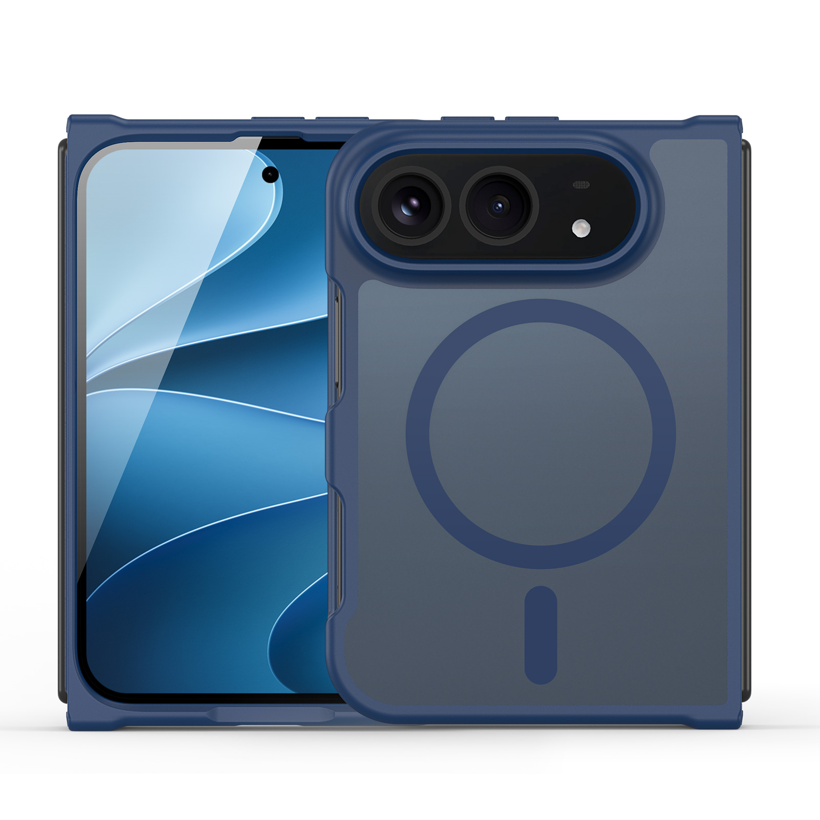 DUX DUCIS for iPhone Duo Magnetic Case Yind Series PC+TPU Phone Cover - Dark Blue