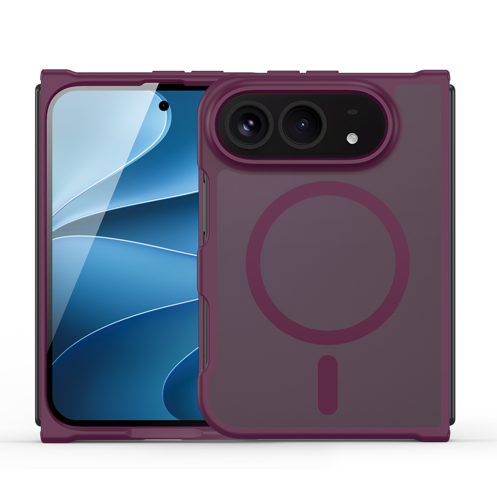 DUX DUCIS for iPhone Duo Magnetic Case Yind Series PC+TPU Phone Cover - Dark Cherry