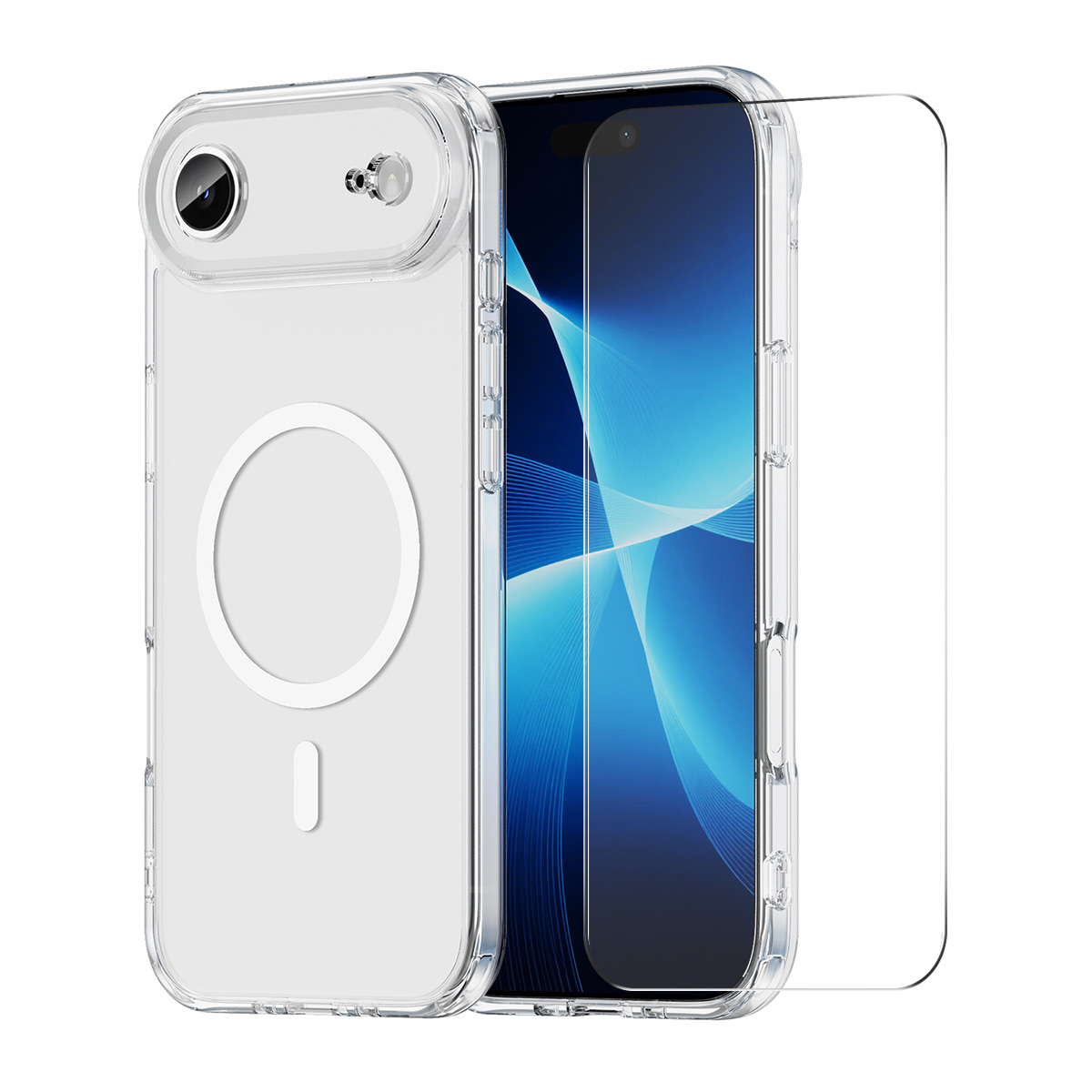 HAT PRINCE for iPhone Air ENKAY  Magnetic Case Crystal Clear TPU Phone Cover with High Aluminium-silicon Glass Screen Protector - Transparent