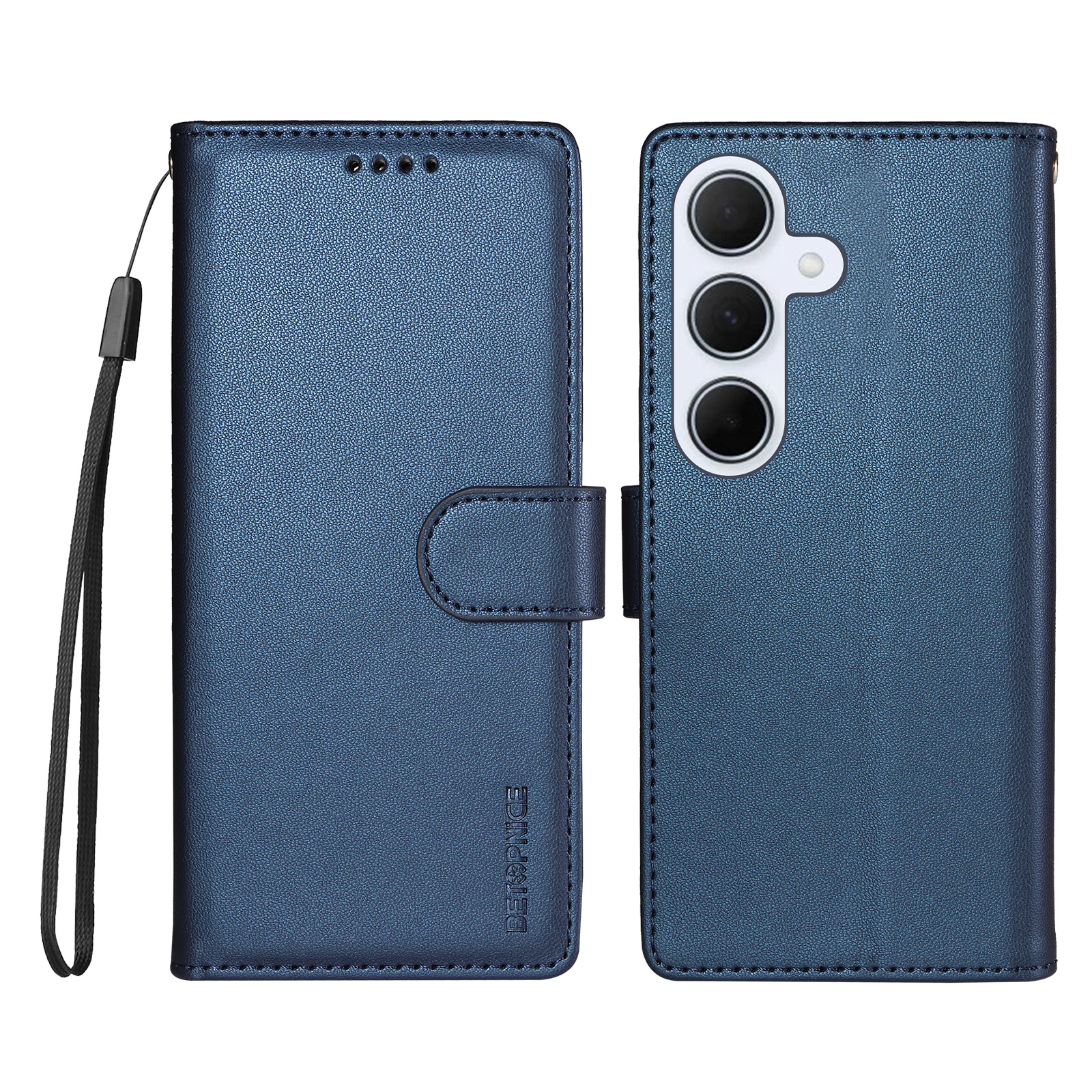 BETOPNICE for Samsung Galaxy A55 5G 006 Case RFID Blocking Wallet Stand Leather Phone Cover with Wrist Strap - Blue