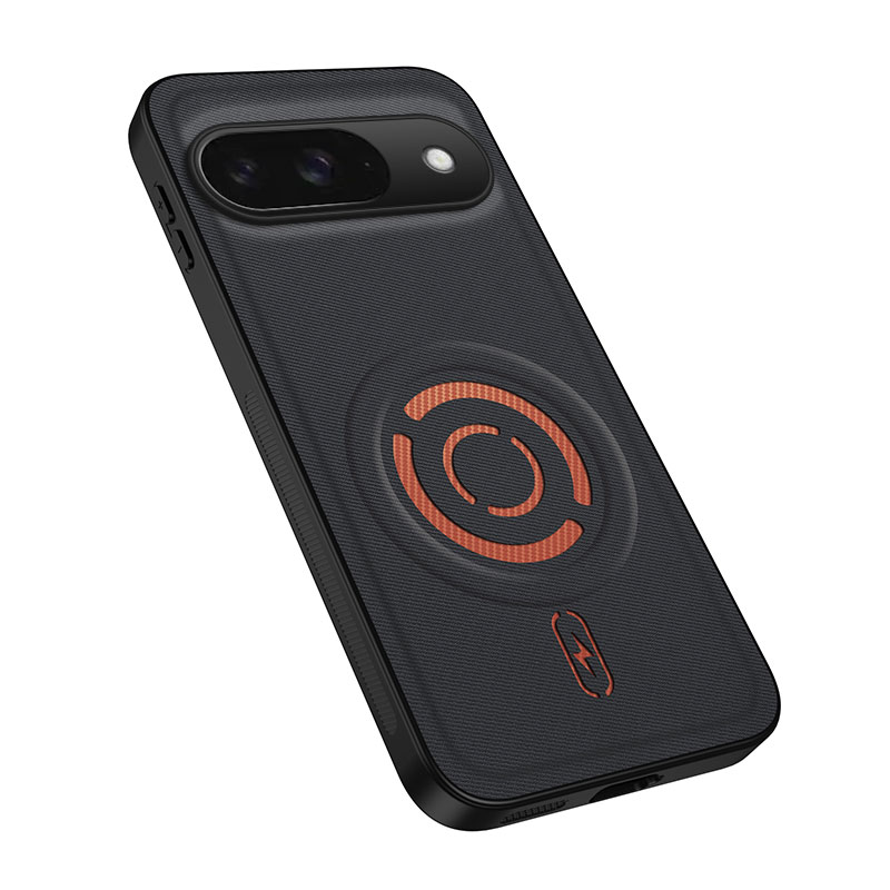 WANLONFENG for Google Pixel 9 KJB Series Magnetic Case Tech Fabric Texture PC+TPU Shockproof Phone Cover - Black