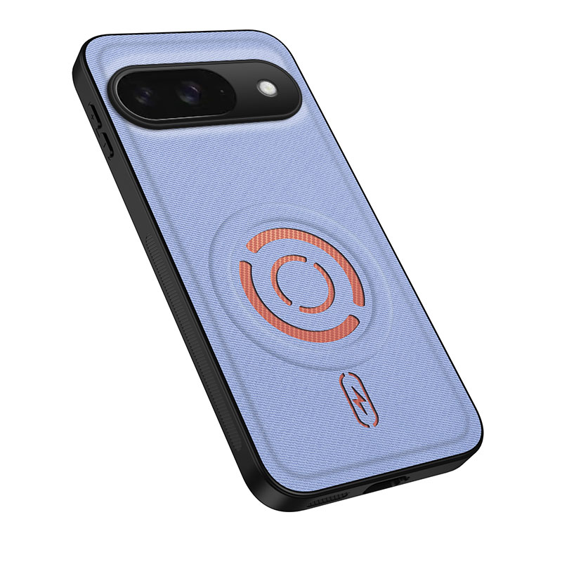WANLONFENG for Google Pixel 9 KJB Series Magnetic Case Tech Fabric Texture PC+TPU Shockproof Phone Cover - Blue